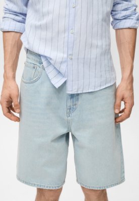 Bermuda Jeans Mango Reta Onda Azul