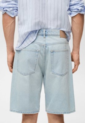 Bermuda Jeans Mango Reta Onda Azul
