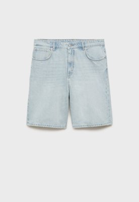 Bermuda Jeans Mango Reta Onda Azul