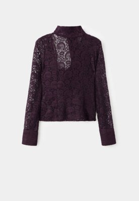 Blusa Feminina Mango Xgrace Renda Roxa