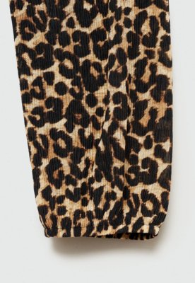 Blusa Mango Reta Animal Print Lin Bege