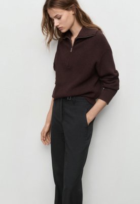 Calça Feminina Mango Modelagem Ampla Preta