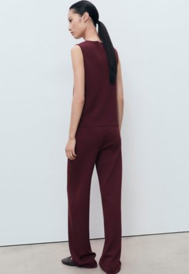 Calça Feminina Mango Reta Vinho