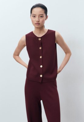 Calça Feminina Mango Reta Vinho