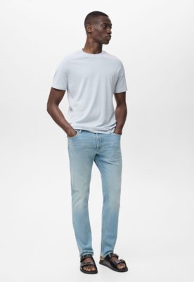 Calça Jeans Masculina Mango Reta Azul Claro