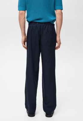 Calça Mango Reta David Azul-Marinho