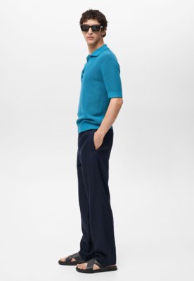 Calça Mango Reta David Azul-Marinho