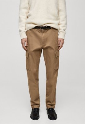Calça Sarja Mango Slim Cargo Bege