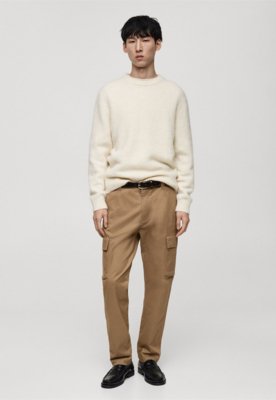 Calça Sarja Mango Slim Cargo Bege