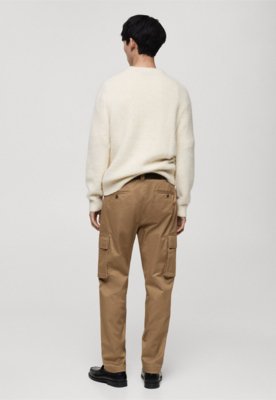 Calça Sarja Mango Slim Cargo Bege