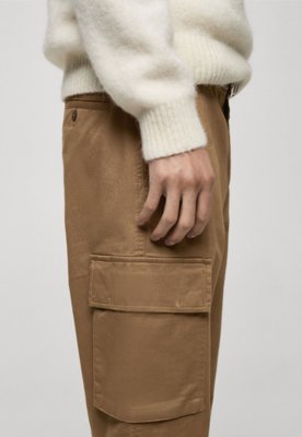 Calça Sarja Mango Slim Cargo Bege