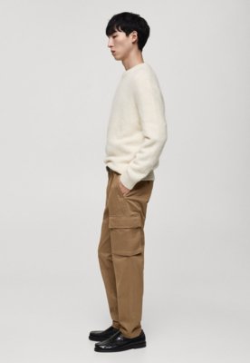 Calça Sarja Mango Slim Cargo Bege