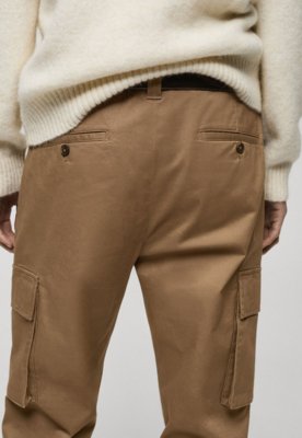 Calça Sarja Mango Slim Cargo Bege
