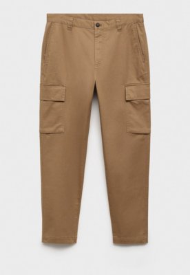 Calça Sarja Mango Slim Cargo Bege