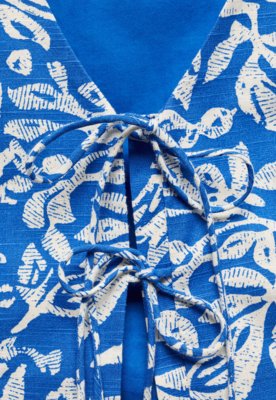 Colete Cropped Mango Reto Floral Azul