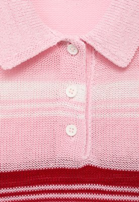 Regata Polo Feminina Mango Listrada Rosa