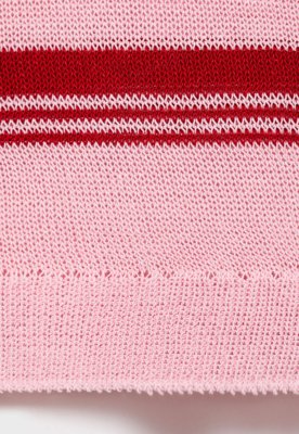 Regata Polo Feminina Mango Listrada Rosa