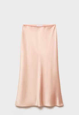 Saia Mango Midi Acetinada Rosa