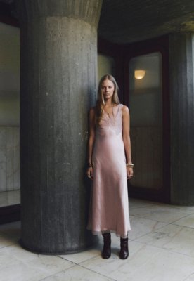 Vestido Feminino Mango Lark Detalhe em Renda Rosa