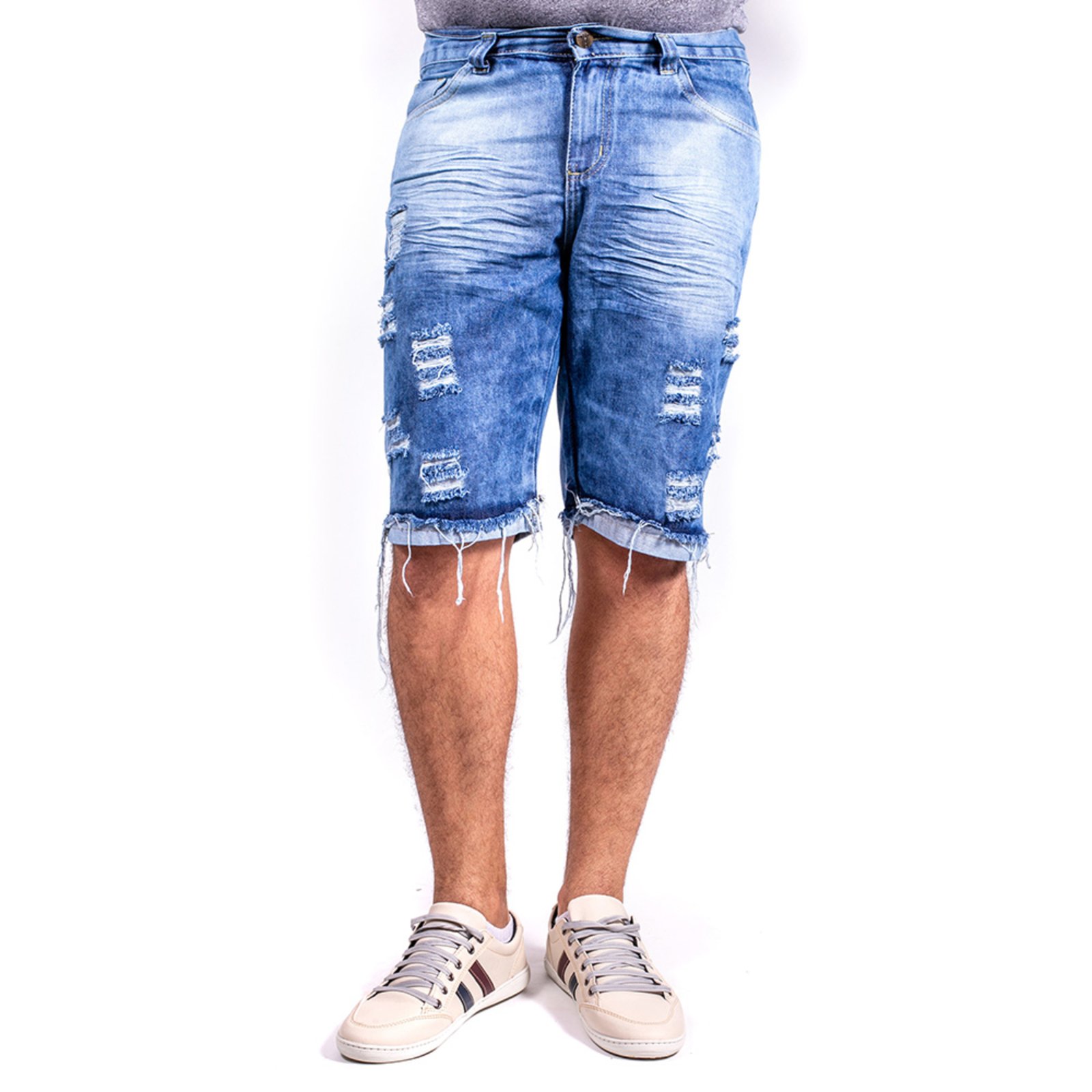 bermuda jeans rasgado