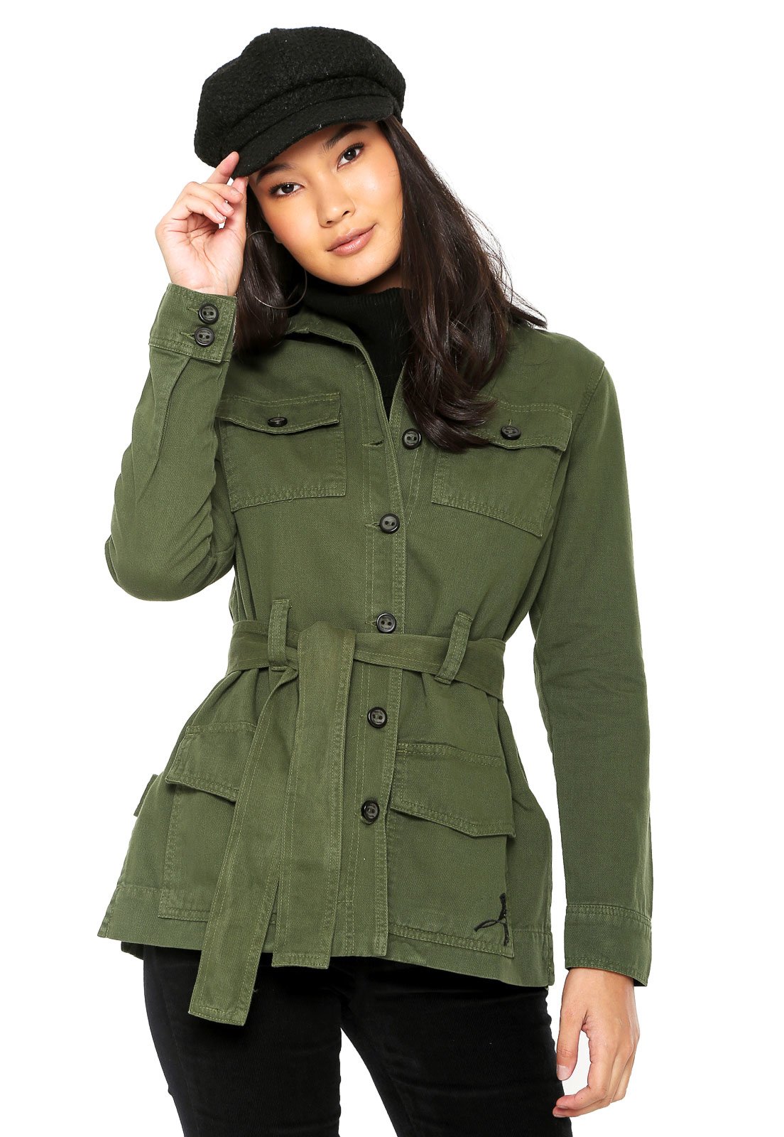 casaco sarja verde militar