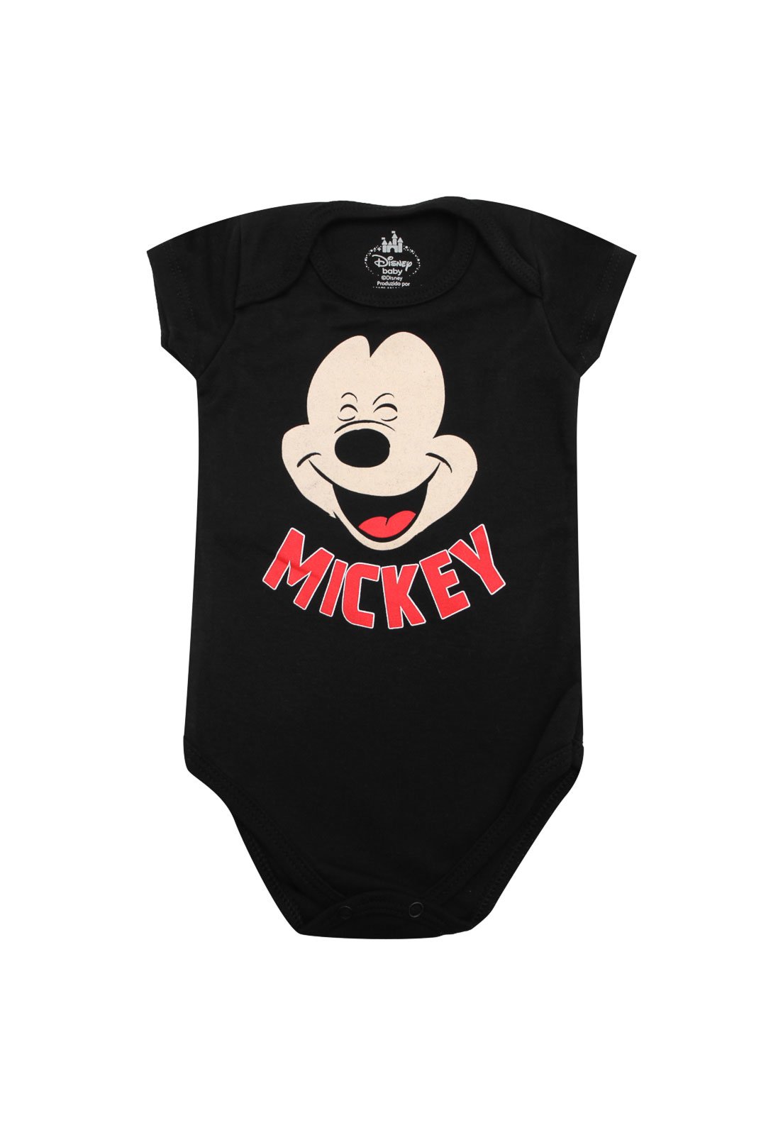 Baby Look Mickey Bravo Preto Mescla - Loja Velha Infância