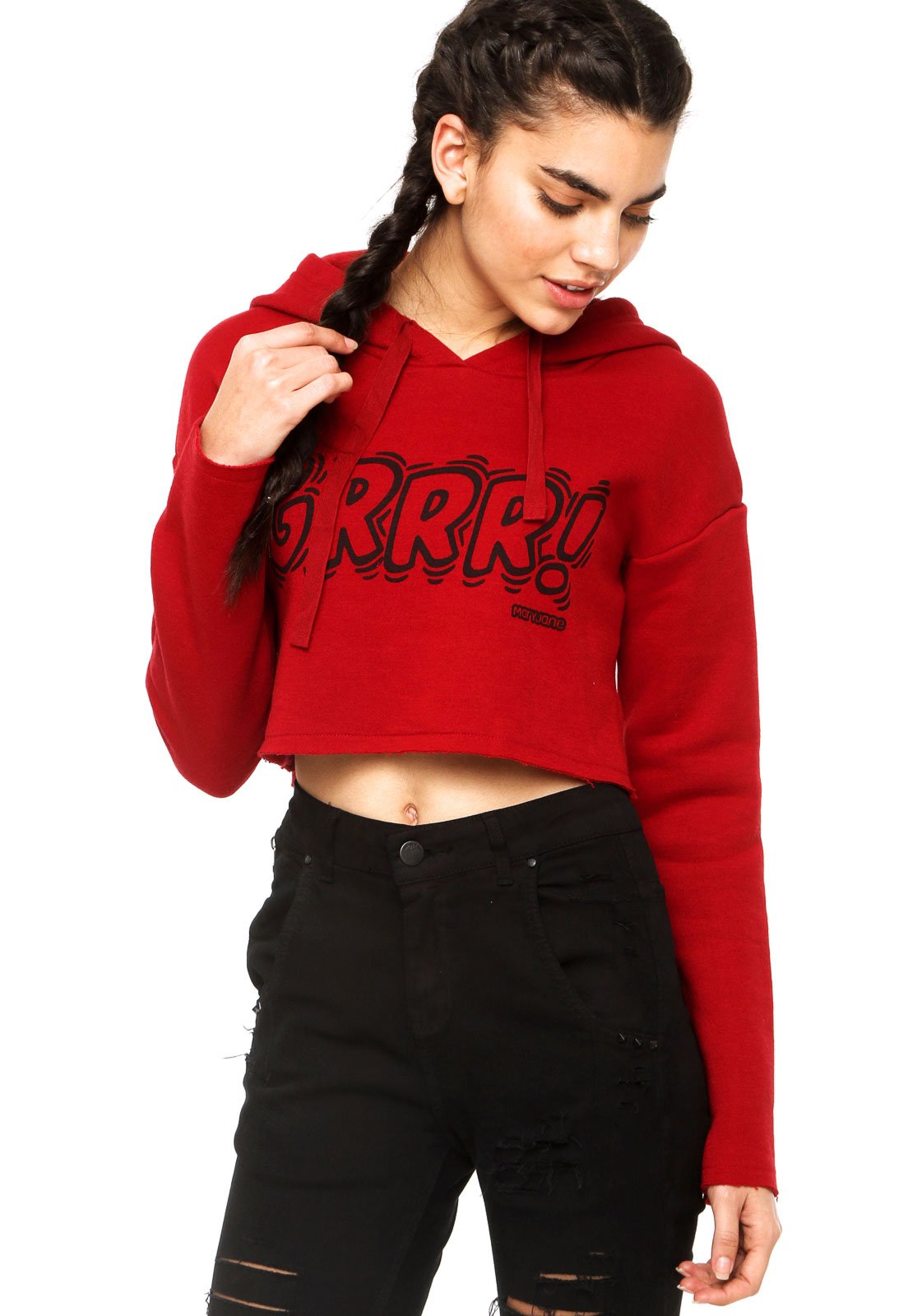 moletom cropped vermelho