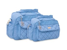 Kit Bolsas Maternidade 2 Peças Azul Claro Com Pingente De Urso Menor preço em Kit Bolsas Maternidade 2 Peças Azul Claro Com Pingente De Urso