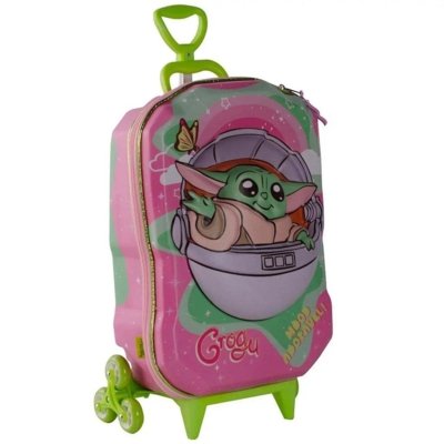 Mala Infantil MaxToy Star Wars Grogu Rosa 3D