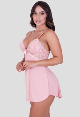 Kit Camisola Decote nas Costas Renda Rosa + Conjunto Cinta Liga Preto