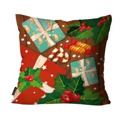 Almofada Premium Cetim Mdecore Natal Presente Marrom 45x45cm Menor preço em Almofada Premium Cetim Mdecore Natal Presente Marrom 45x45cm