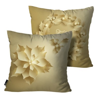 Kit 02 Almofadas de Natal 45x45cm Dourado Menor preço em Kit 02 Almofadas de Natal 45x45cm Dourado