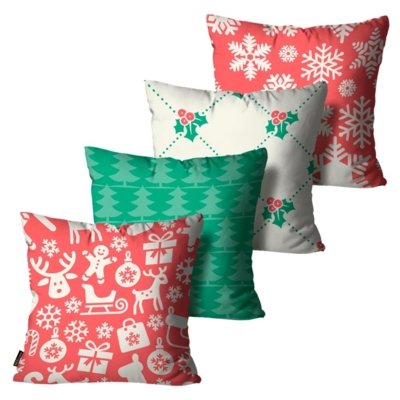Kit 4 Almofadas Mdecore Natal Trenó Vermelha 45x45cm Menor preço em Kit 4 Almofadas Mdecore Natal Trenó Vermelha 45x45cm