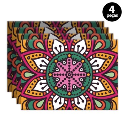 Kit 4pçs Jogo Americano Mdecor Abstrato 40x28cm Rosa Menor preço em Kit 4pçs Jogo Americano Mdecor Abstrato 40x28cm Rosa