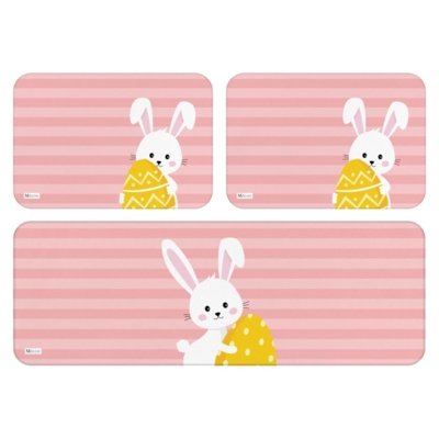 Kit Mdecore com 3 Tapetes de Cozinha Páscoa Coelho Rosa Único Menor preço em Kit Mdecore com 3 Tapetes de Cozinha Páscoa Coelho Rosa Único