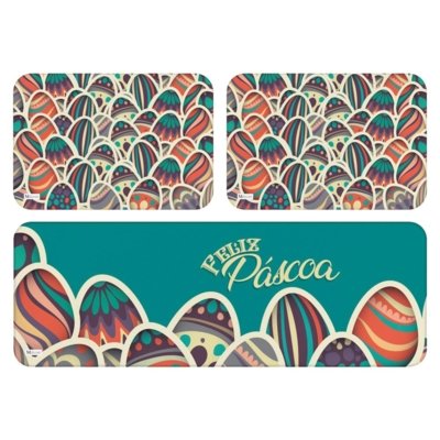 Kit Mdecore com 3 Tapetes de Cozinha Páscoa Feliz Páscoa Verde Único Menor preço em Kit Mdecore com 3 Tapetes de Cozinha Páscoa Feliz Páscoa Verde Único