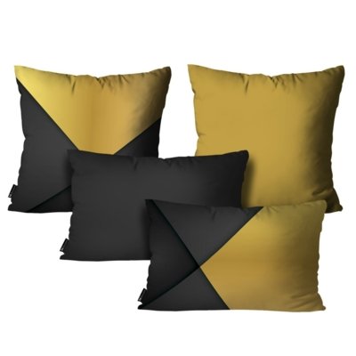 Kit Mdecore com 4 Almofadas Abstrato Preto Menor preço em Kit Mdecore com 4 Almofadas Abstrato Preto