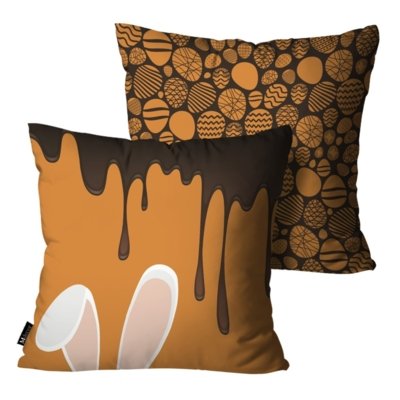 Kit com 2 Capas para Almofadas Mdecore de Páscoa Laranja 55x55 Menor preço em Kit com 2 Capas para Almofadas Mdecore de Páscoa Laranja 55x55