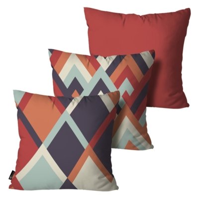 Kit com 3 Almofadas Mdecore Abstrato Vermelho 35x35 Menor preço em Kit com 3 Almofadas Mdecore Abstrato Vermelho 35x35