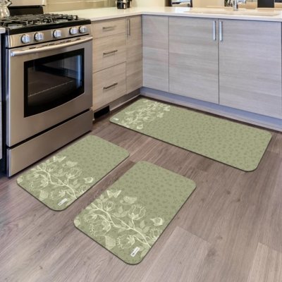 Kit com 3 Tapetes de Cozinha Mdecore Floral Verde Único Menor preço em Kit com 3 Tapetes de Cozinha Mdecore Floral Verde Único