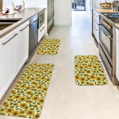 Kit com 3 Tapetes de Cozinha Mdecore Girassol Verde Único Menor preço em Kit com 3 Tapetes de Cozinha Mdecore Girassol Verde Único