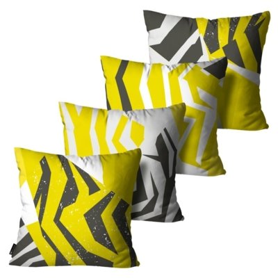 Kit com 4 Almofadas Mdecore Abstrata Amarela 45x45cm Menor preço em Kit com 4 Almofadas Mdecore Abstrata Amarela 45x45cm