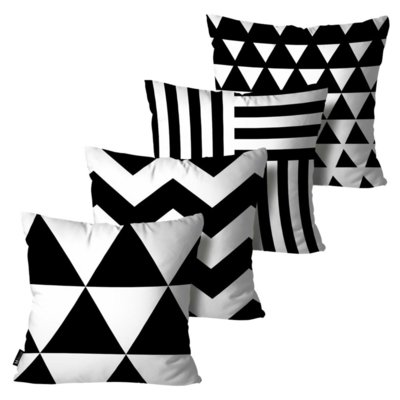 Kit com 4 Almofadas Mdecore Geométrica Preto e Branco 45x45cm Menor preço em Kit com 4 Almofadas Mdecore Geométrica Preto e Branco 45x45cm