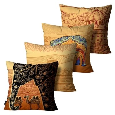 Kit com 4 Capas para Almofadas Mdecore Indiana Colorido 45x45cm Menor preço em Kit com 4 Capas para Almofadas Mdecore Indiana Colorido 45x45cm