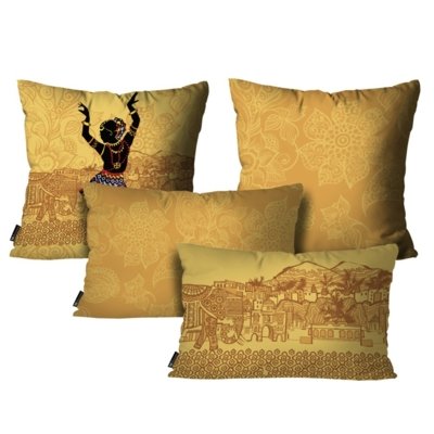 Kit com 4 Capas para Almofadas Mdecore Indiana Colorido Kit 4 Menor preço em Kit com 4 Capas para Almofadas Mdecore Indiana Colorido Kit 4
