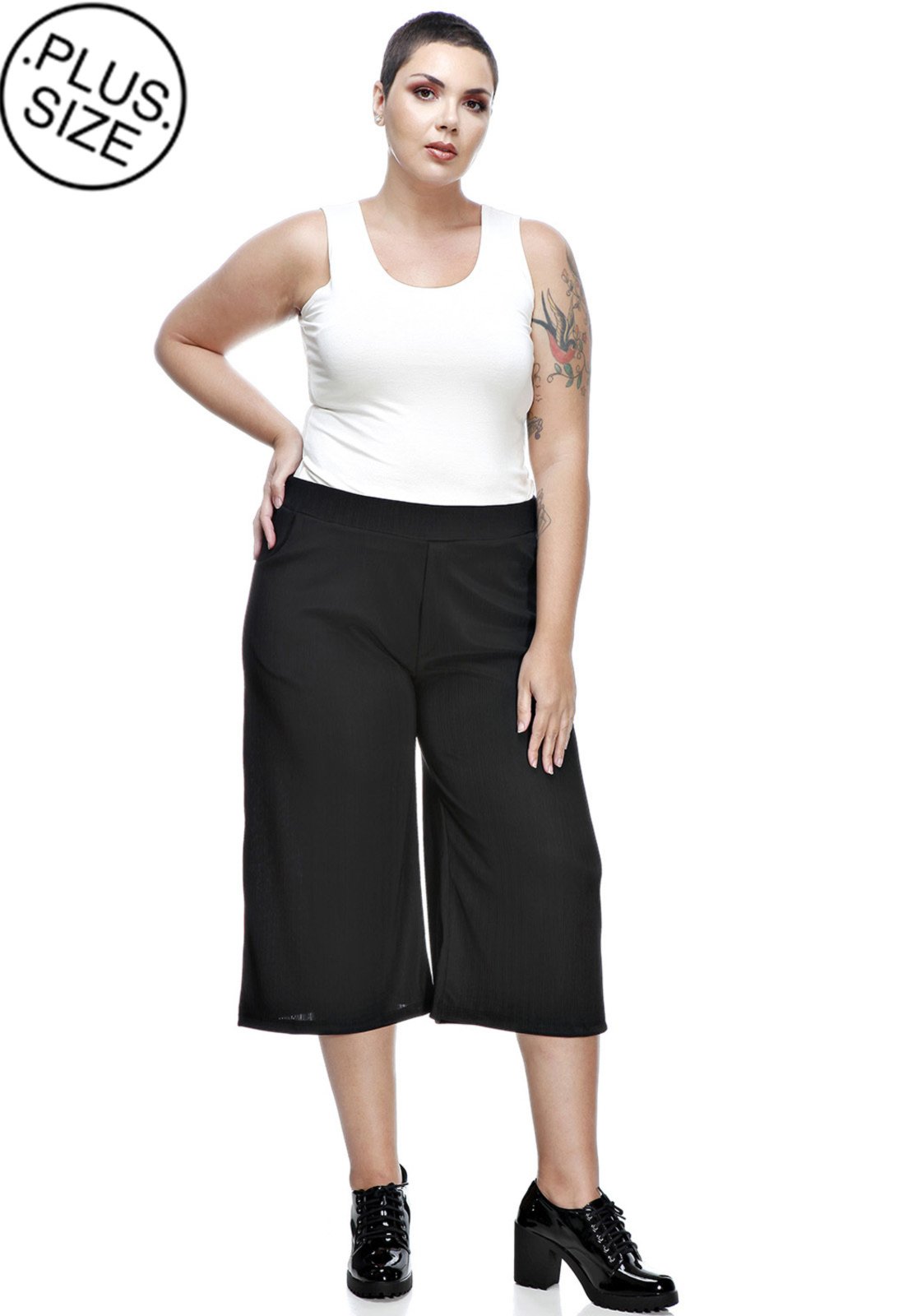 pantacourt preta plus size