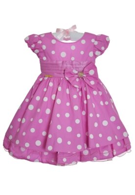 Vestido Infantil Menina Bonita Poá Rosa Menor preço em Vestido Infantil Menina Bonita Poá Rosa
