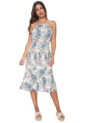 Vestido Mercatto Midi Floral Off-White Menor preço em Vestido Mercatto Midi Floral Off-White