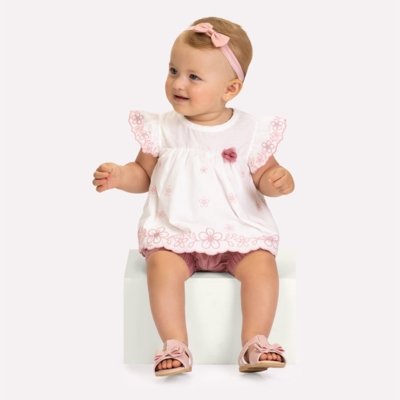Conjunto Bebê Menina Rosa Milon