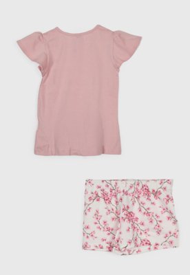 Conjunto Curto Infantil Milon Urso Rosa